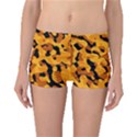 Orange and Black Camouflage Pattern Boyleg Bikini Bottoms View1