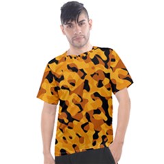 Orange And Black Camouflage Pattern Men s Sport Top by SpinnyChairDesigns
