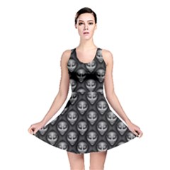 Grey Aliens Extraterrestrials Ufo Faces Reversible Skater Dress by SpinnyChairDesigns
