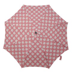 Cute Cat Faces White And Pink Hook Handle Umbrellas (large) by SpinnyChairDesigns
