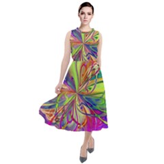 Rainbow Painting Pattern 4 Round Neck Boho Dress by DinkovaArt