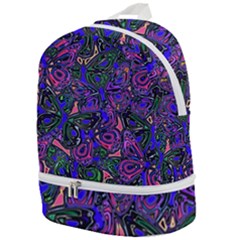 Purple Abstract Butterfly Pattern Zip Bottom Backpack by SpinnyChairDesigns