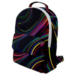 Neon Glow Lines On Black Flap Pocket Backpack (small) by SpinnyChairDesigns