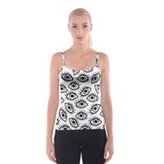 Black And White Cartoon Eyeballs Spaghetti Strap Top by SpinnyChairDesigns