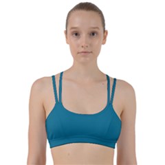 Mosaic Blue Pantone Solid Color Line Them Up Sports Bra by FlagGallery