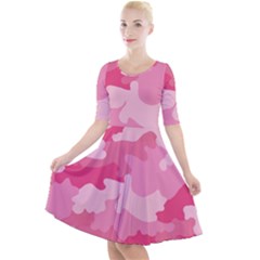Camo Pink Quarter Sleeve A-line Dress by MooMoosMumma