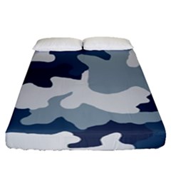 Camo Blue Fitted Sheet (queen Size) by MooMoosMumma