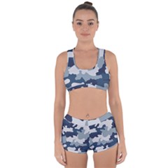 Camo Blue Racerback Boyleg Bikini Set by MooMoosMumma
