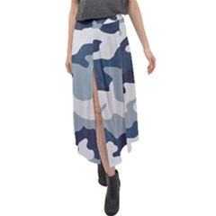 Camo Blue Velour Split Maxi Skirt by MooMoosMumma