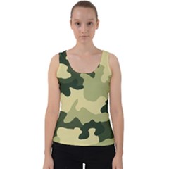 Camo Green Velvet Tank Top by MooMoosMumma