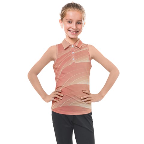 Coral Peach Swoosh Kids  Sleeveless Polo Tee by SpinnyChairDesigns