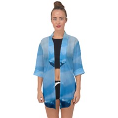 Aquamarine Open Front Chiffon Kimono