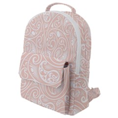 Barely There White Paisley Pattern Flap Pocket Backpack (small) by SpinnyChairDesigns