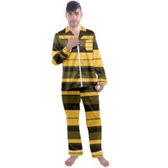 Vintage Yellow Men s Long Sleeve Satin Pyjamas Set by tmsartbazaar