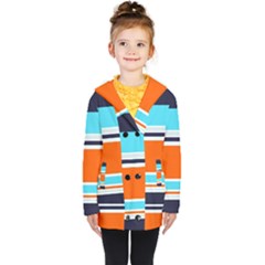 Tri Color Stripes Kids  Double Breasted Button Coat by tmsartbazaar