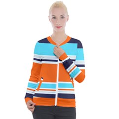 Tri Color Stripes Casual Zip Up Jacket by tmsartbazaar