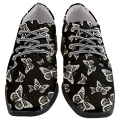 Black And White Butterfly Pattern Women Heeled Oxford Shoes by SpinnyChairDesigns