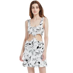 Black And White Music Notes Velvet Cutout Dress by SpinnyChairDesigns