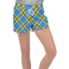 Clown Costume Plaid Striped Velour Lounge Shorts by SpinnyChairDesigns
