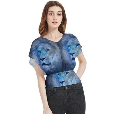 Astrology Zodiac Lion Butterfly Chiffon Blouse by Mariart