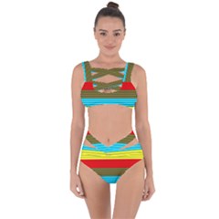Multicolor With Black Lines Bandaged Up Bikini Set  by tmsartbazaar