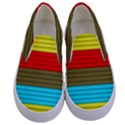 Multicolor With Black Lines Kids  Canvas Slip Ons View1