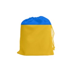 Bright Yellow With Blue Drawstring Pouch (medium) by tmsartbazaar