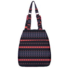 Boho Orange Black Center Zip Backpack by SpinnyChairDesigns