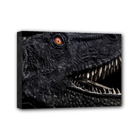 Trex Dinosaur Head Dark Poster Mini Canvas 7  X 5  (stretched) by dflcprintsclothing