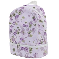 Purple Wildflower Print Zip Bottom Backpack by SpinnyChairDesigns
