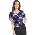 Printed Floral Pattern Butterfly Chiffon Blouse View1