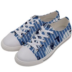 Stripes Blue White Women s Low Top Canvas Sneakers by designsbymallika