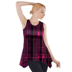Pink Black Punk Plaid Side Drop Tank Tunic by SpinnyChairDesigns