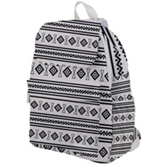 Black And White Aztec Top Flap Backpack by tmsartbazaar