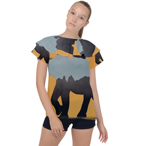 Illustrations Sketch Elephant Wallpaper Ruffle Collar Chiffon Blouse by HermanTelo