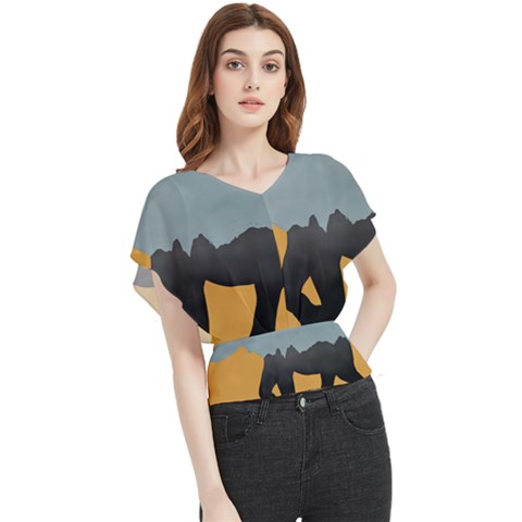 Illustrations Sketch Elephant Wallpaper Butterfly Chiffon Blouse by HermanTelo