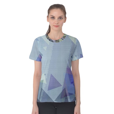 Light Blue Green Grey Dotted Abstract Women s Cotton Tee by Graphika