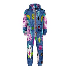 Blue Denim And Drawings Hooded Jumpsuit (kids) by snowwhitegirl