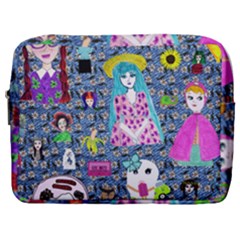 Blue Denim And Drawings Daisies Make Up Pouch (large) by snowwhitegirl