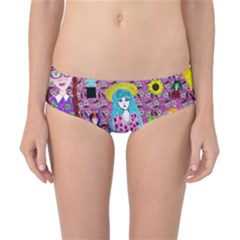 Blue Denim And Drawings Daisies Pink Classic Bikini Bottoms by snowwhitegirl