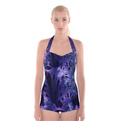 Fractal Web Boyleg Halter Swimsuit  by Sparkle