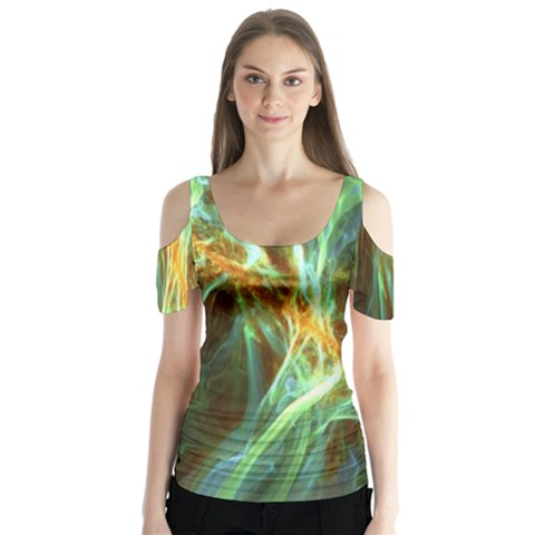 Abstract Illusion Butterfly Sleeve Cutout Tee  by Sparkle