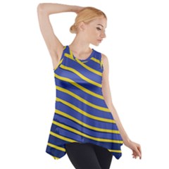 Yellow Blue Stripped Fish Side Drop Tank Tunic by LoolyElzayat