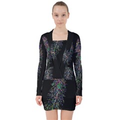 Galaxy Space V-neck Bodycon Long Sleeve Dress by Sabelacarlos