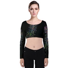 Galaxy Space Velvet Long Sleeve Crop Top by Sabelacarlos