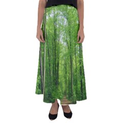 In The Forest The Fullness Of Spring, Green, Flared Maxi Skirt by MartinsMysteriousPhotographerShop