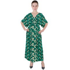 Cherry Blossom Forest Of Peace And Love Sakura V-neck Boho Style Maxi Dress by pepitasart