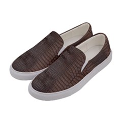 Brown Alligator Leather Skin Women s Canvas Slip Ons by LoolyElzayat