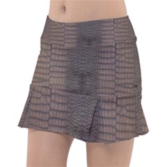 Brown Alligator Leather Skin Tennis Skorts by LoolyElzayat