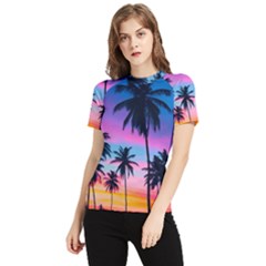 Sunset Palms Women s Short Sleeve Rash Guard by goljakoff